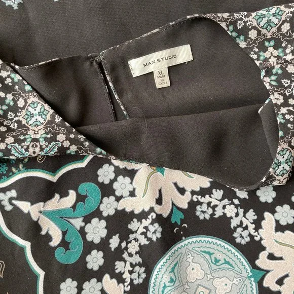Max Studio Gorgeous Floral Short Sleeve Tunic Blouse X Large - Picture 7 of 7